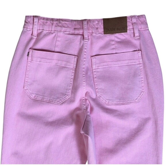 Judy Blue Jeans Women’s 3/26 Pink Garment Dyed High Rise Jogger Stretch Denim - Picture 15 of 15